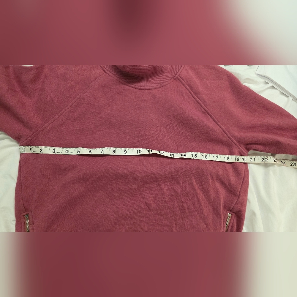 🍁Athleta Cozy Karma Side Zip Funnel Neck Sweatshirt Victorian Berry Size SP EUC - Picture 6 of 7